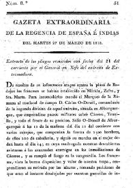 Gaceta de la Regencia de España e Indias. Año 1810. Núm. 8, Gazeta Extraordinaria 27 de marzo de 1810 | Biblioteca Virtual Miguel de Cervantes