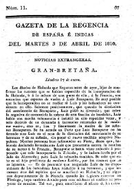 Gaceta de la Regencia de España e Indias. Año 1810. Núm. 11, 3 de abril de 1810 | Biblioteca Virtual Miguel de Cervantes