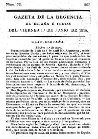Gaceta de la Regencia de España e Indias. Año 1810. Núm. 32, 1º de junio de 1810 | Biblioteca Virtual Miguel de Cervantes