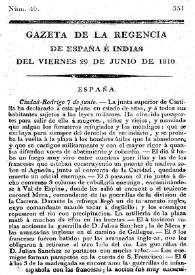 Gaceta de la Regencia de España e Indias. Año 1810. Núm. 40, 29 de junio de 1810 | Biblioteca Virtual Miguel de Cervantes