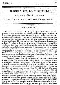 Gaceta de la Regencia de España e Indias. Año 1810. Núm. 41, 3 de julio de 1810 | Biblioteca Virtual Miguel de Cervantes