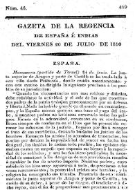 Gaceta de la Regencia de España e Indias. Año 1810. Núm. 46, 20 de julio de 1810 | Biblioteca Virtual Miguel de Cervantes