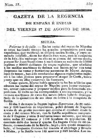 Gaceta de la Regencia de España e Indias. Año 1810. Núm. 57, 17 de agosto de 1810 | Biblioteca Virtual Miguel de Cervantes