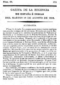 Gaceta de la Regencia de España e Indias. Año 1810. Núm. 60, 28 de agosto de 1810 | Biblioteca Virtual Miguel de Cervantes