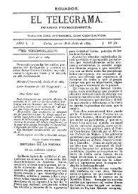 El Telegrama : diario progresista. Año I, núm. 36, jueves 18 de julio de 1889 | Biblioteca Virtual Miguel de Cervantes