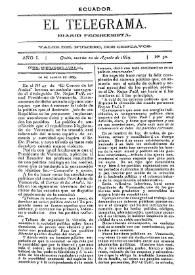 El Telegrama : diario progresista. Año I, núm. 50, lunes 20 de agosto de 1889 | Biblioteca Virtual Miguel de Cervantes