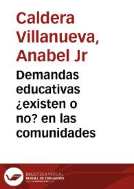 Demandas educativas ¿existen o no? en las comunidades | Biblioteca Virtual Miguel de Cervantes