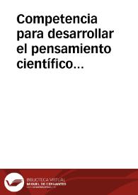 Competencia para desarrollar el pensamiento científico en contexto de la lecto-escritura | Biblioteca Virtual Miguel de Cervantes