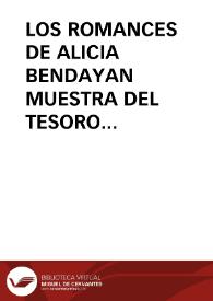 LOS ROMANCES DE ALICIA BENDAYAN MUESTRA DEL TESORO SEFARDI DE TETUAN (2ª parte) / Weich Shahak, Susana | Biblioteca Virtual Miguel de Cervantes
