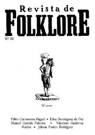 Revista de Folklore. Tomo 8b. Núm. 92, 1988 | Biblioteca Virtual Miguel de Cervantes