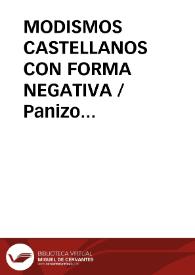MODISMOS CASTELLANOS CON FORMA NEGATIVA / Panizo Rodriguez, Juliana | Biblioteca Virtual Miguel de Cervantes