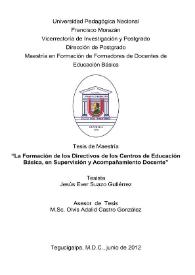 La formación de los Directivos de los Centros de Educación Básica, en Supervisión y Acompañamiento Docente / Jesús Ever Suazo Gutiérrez | Biblioteca Virtual Miguel de Cervantes