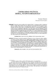 Liberalismo político : moral, no epistemológico / Luciano Venecia | Biblioteca Virtual Miguel de Cervantes