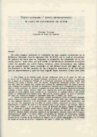 Texto literario / texto representado : el caso de los papeles de actor / Debora Vaccari | Biblioteca Virtual Miguel de Cervantes