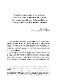 Contribución al estudio de las imágenes identitarias judías en el teatro del Siglo de Oro: emergencia del tema de la expulsión en "La desgraciada Raquel" de Mira de Amescua / Dominique Reyre | Biblioteca Virtual Miguel de Cervantes