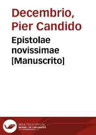 Epistolae novissimae [Manuscrito] | Biblioteca Virtual Miguel de Cervantes