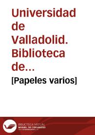 [Papeles varios] | Biblioteca Virtual Miguel de Cervantes