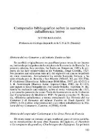 Compendio bibliográfico sobre la narrativa caballeresca breve / Nieves Baranda | Biblioteca Virtual Miguel de Cervantes