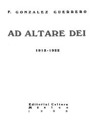 Ad altare dei, 1912-1922 / F. González Guerrero | Biblioteca Virtual Miguel de Cervantes