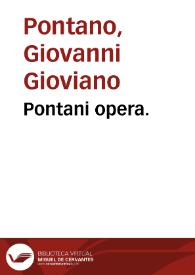 Pontani opera. | Biblioteca Virtual Miguel de Cervantes