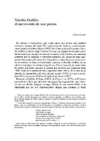 Nicolás Guillén, el nacimiento de una poesía / César Leante | Biblioteca Virtual Miguel de Cervantes