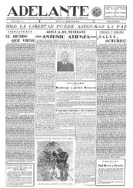 Adelante : Órgano del Partido Socialista Obrero [Español] (México, D. F.). Año III, núm. 64, 1 de octubre de 1944 | Biblioteca Virtual Miguel de Cervantes