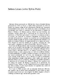 Señora Lázaro (Sobre Sylvia Plath) / James Fenton | Biblioteca Virtual Miguel de Cervantes