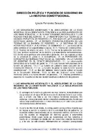 Dirección política y función de gobierno en la historia constitucional /  Ignacio Fernández Sarasola | Biblioteca Virtual Miguel de Cervantes