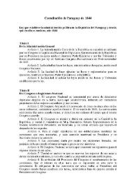 Ley que establece la administración política de la República del Paraguay y demás que en ella se contiene, año 1844 | Biblioteca Virtual Miguel de Cervantes