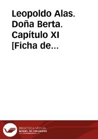 Leopoldo Alas. Doña Berta. Capítulo XI [Ficha de lectura guiada] | Biblioteca Virtual Miguel de Cervantes