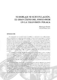 Ni doblaje ni subtitulación. El gran éxito del voice-over en la televisión polaca / Katarzyna Górska | Biblioteca Virtual Miguel de Cervantes