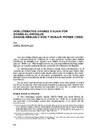 	Dos literatos árabes viajan por Sharq Al-Andalus: Shakib Arslan (1939) y Husain Mones (1963) / por Míkel de Epalza | Biblioteca Virtual Miguel de Cervantes