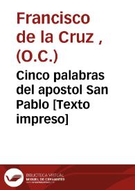 Cinco palabras del apostol San Pablo  | Biblioteca Virtual Miguel de Cervantes