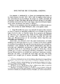 Dos notas de ecología andina  / Douglas J. Gifford | Biblioteca Virtual Miguel de Cervantes