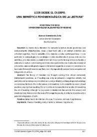 Leer desde el cuerpo. Una semiótica fenomenológica de la lectura / Manuel González de Ávila | Biblioteca Virtual Miguel de Cervantes