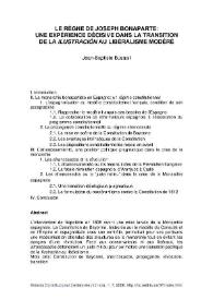 Le règne de Joseph Bonaparte: une expérience décisive dans la transition de la Ilustración au Libéralisme modéré / Jean-Baptiste Busaall | Biblioteca Virtual Miguel de Cervantes