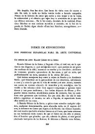 Cuadernos Hispanoamericanos, núm. 163-164 (julio-agosto 1963). Índice de exposiciones: dos perdidas españolas para el arte universal / Manuel Sánchez-Camargo | Biblioteca Virtual Miguel de Cervantes