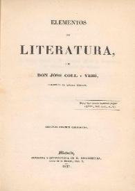 Elementos de literatura / por José Coll y Vehí | Biblioteca Virtual Miguel de Cervantes