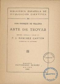 Arte de trovar / Don Enrique de Villena ; edición, prólogo y notas de F. J. Sánchez Cantón | Biblioteca Virtual Miguel de Cervantes