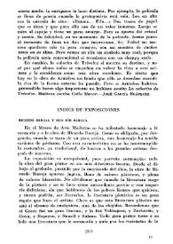 Cuadernos Hispanoamericanos, núm. 91-92 (julio-agosto 1957). Índice de exposiciones / M. Sánchez-Camargo | Biblioteca Virtual Miguel de Cervantes
