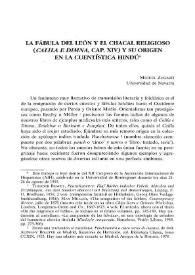 La fábula del león y el chacal religioso ("Calila e Dimma", cap. XIV) y su origen en la cuentística hindú / Miguel Zugasti | Biblioteca Virtual Miguel de Cervantes