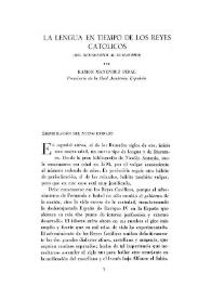 La lengua en tiempo de los Reyes Católicos (Del retoricismo al humanismo) / por Ramón Menéndez Pidal | Biblioteca Virtual Miguel de Cervantes
