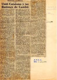 Unió Catalana y las ilusiones de Cambó / Carlos Esplá | Biblioteca Virtual Miguel de Cervantes