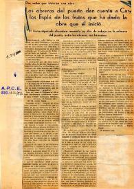 Los obreros del puerto dan cuenta a Carlos Esplá de los frutos que ha dado la obra que él inició | Biblioteca Virtual Miguel de Cervantes