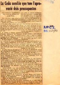 La Ceda sembla que tem l'aprovació dels pressupostos | Biblioteca Virtual Miguel de Cervantes