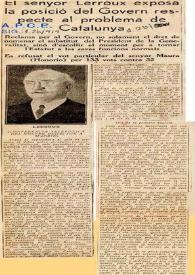 El senyor Lerroux exposa la posició del Govern respecte al problema de Catalunya | Biblioteca Virtual Miguel de Cervantes