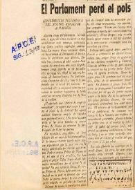 El Parlament perd el pols | Biblioteca Virtual Miguel de Cervantes