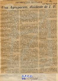 Una agrupación disidente de IR | Biblioteca Virtual Miguel de Cervantes