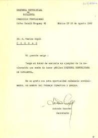 Carta de Antonio Escofet, Secretario de Esquerra Republicana de Cataluña a Carlos Esplá. México, D.F., 20 de Agosto de 1942 / Antonio Escofet | Biblioteca Virtual Miguel de Cervantes