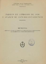 Padrón de leprosos de 1928 y avance de estudio estadístico | Biblioteca Virtual Miguel de Cervantes